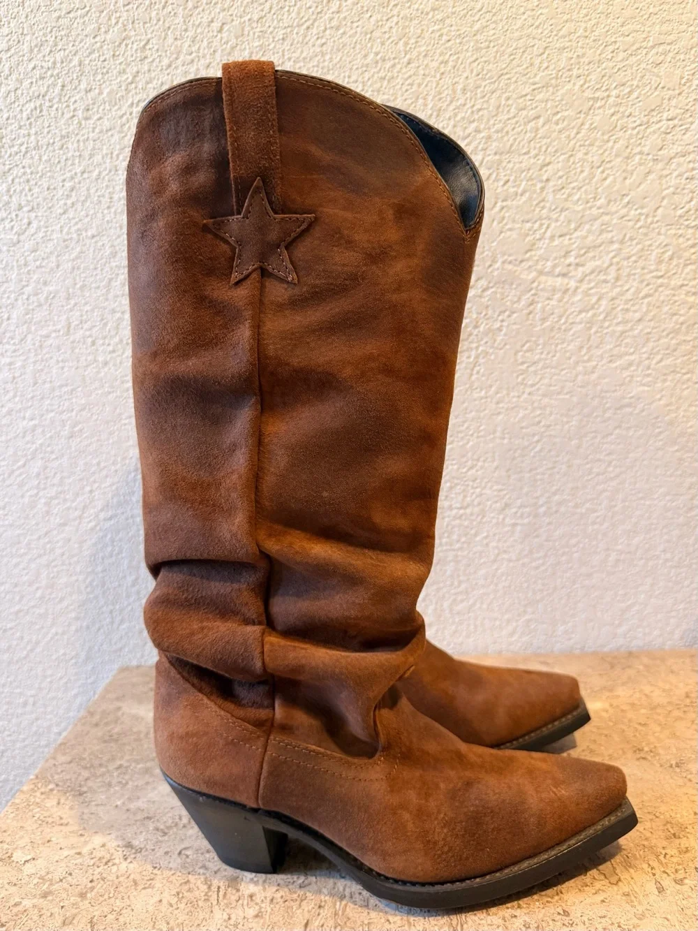 DINGO Brown Suede Western Boot w/ Star Detail